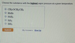 Choose The Substance With The Highest Vapor Pressure At A Given Temperature.